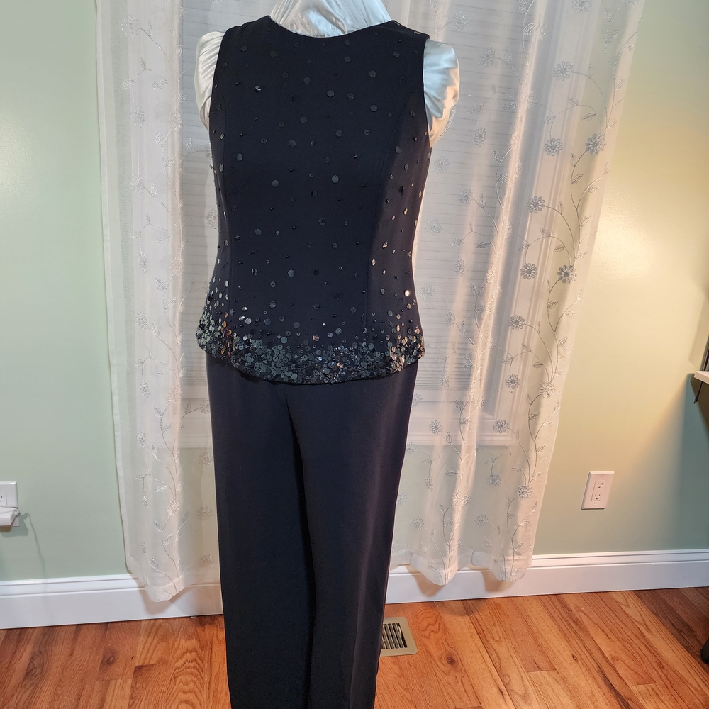 Formal Black Sequin Top Sleeveless Jumpsuit
